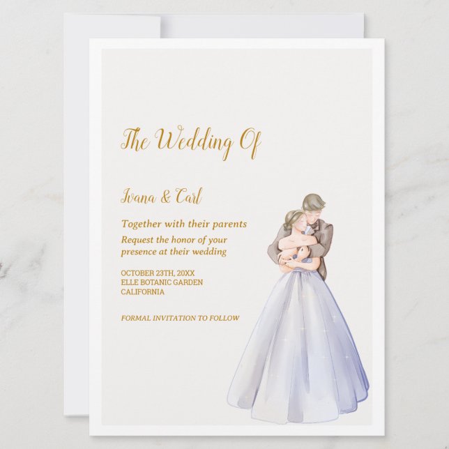 ADELLE Simple Dusk BLue Couple Wedding Invitation (Front)