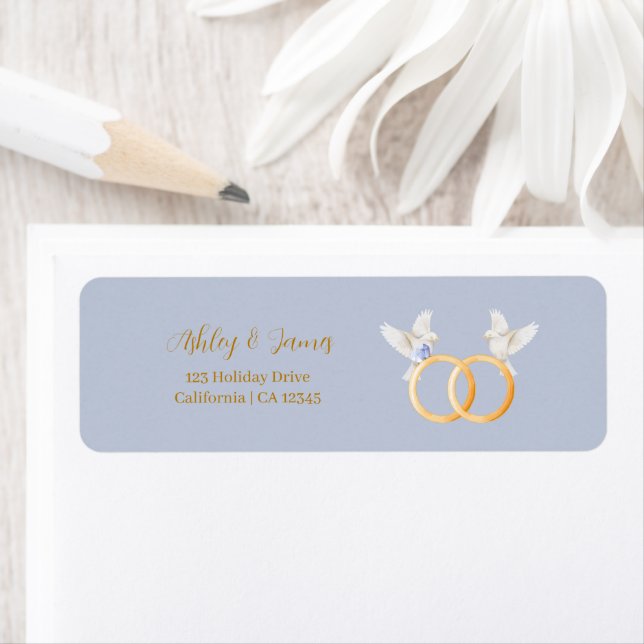 ADELLE Simple Dusk Blue Couple Wedding Label (Insitu)