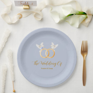 ADELLE Simple Dusk Blue Couple Wedding Paper Plate