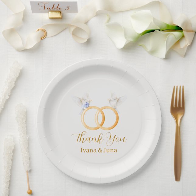 ADELLE Simple Dusk Blue Couple Wedding Paper Plate (Wedding)