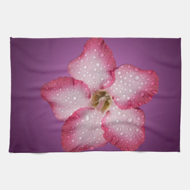 Adenium Pink Flower Flora Gradient Violet Kitchen Towel (Horizontal)