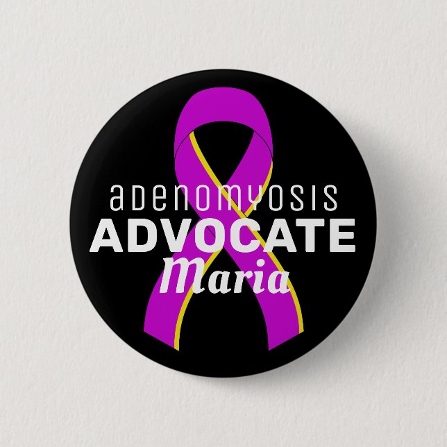 Adenomyosis Advocate Ribbon Black Button (Front)