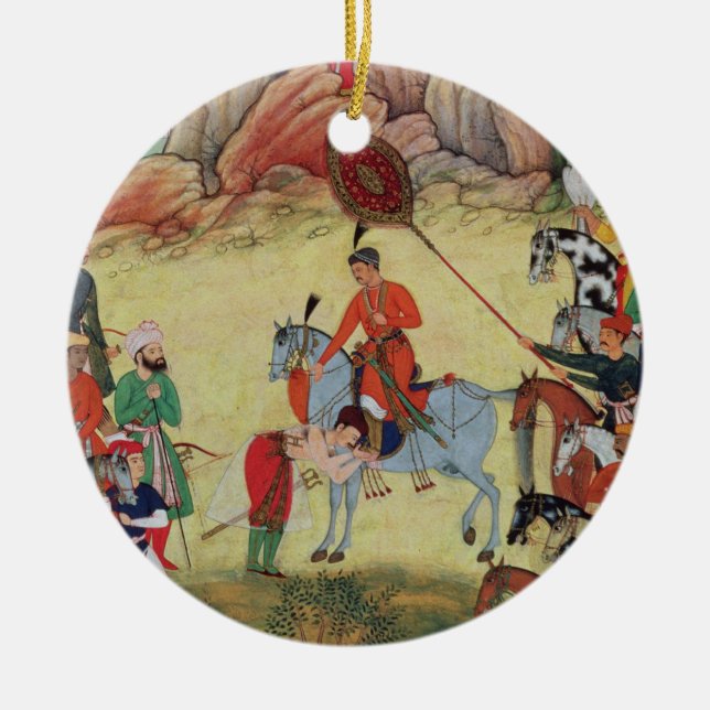 Adham Khan paying homage to Akbar at Sarangpur, Ce Ceramic Ornament (Front)