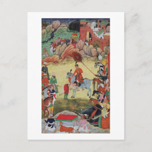 Adham Khan paying homage to Akbar at Sarangpur, Ce Postcard