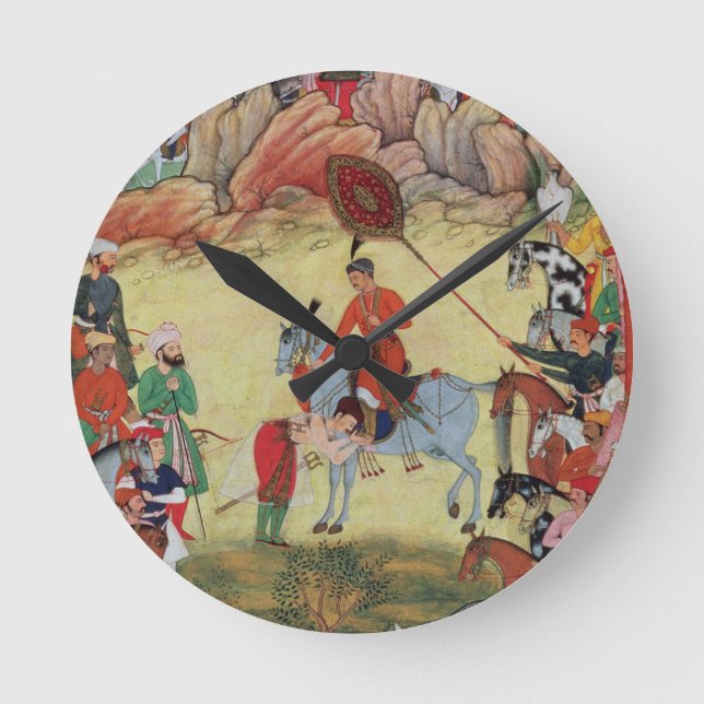Adham Khan paying homage to Akbar at Sarangpur, Ce Round Clock (Front)