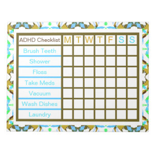 ADHD ADD Girl’s Women’s Weekly Checklist Reminder Notepad