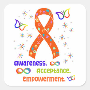 ADHD Advocacy Ribbon Square Sticker