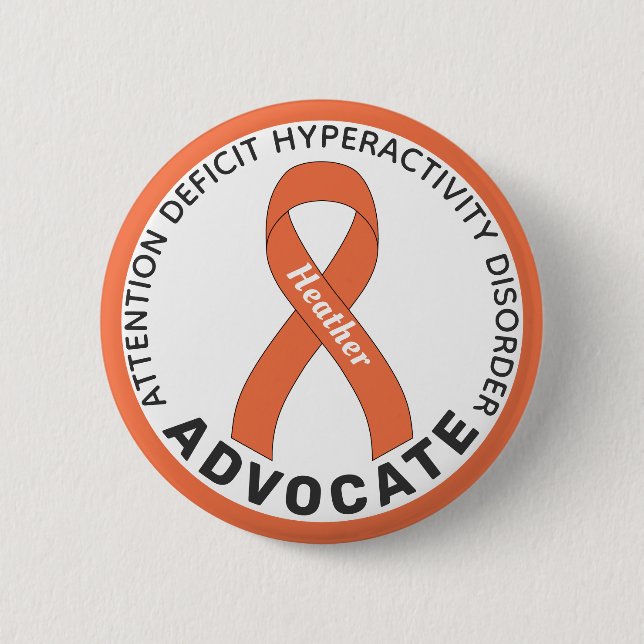 ADHD Advocate Ribbon White Button (Front)