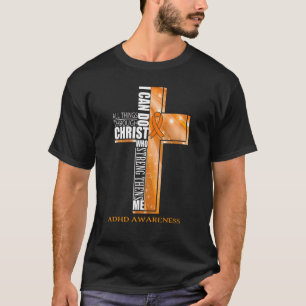 Adhd Awareness Christian Cross Ribbon T-Shirt