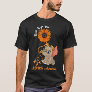 ADHD Awareness Elephant Faith Hope Love Sunflower  T-Shirt