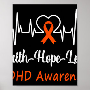 Adhd Awareness Heartbeat Christian Cross Faith Hop Poster