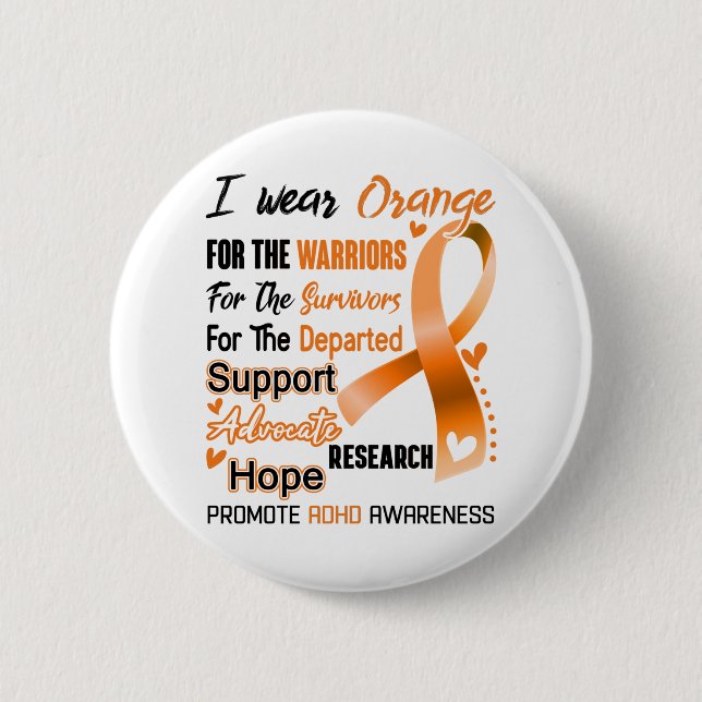 ADHD Awareness Month Ribbon Gifts 2 Inch Round Button (Front)
