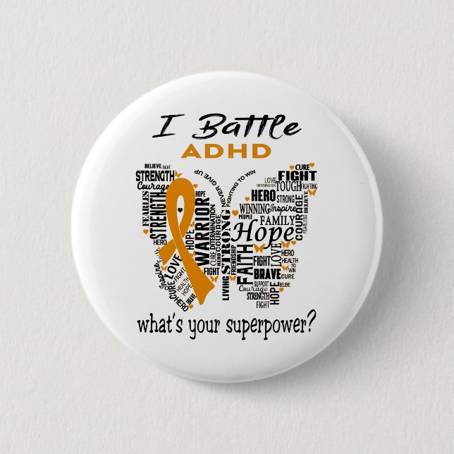 ADHD Awareness Month Ribbon Gifts 2 Inch Round Button (Front)