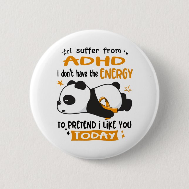 ADHD Awareness Month Ribbon Gifts 2 Inch Round Button (Front)