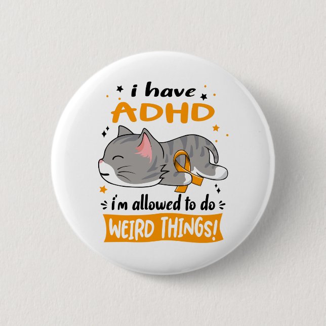 ADHD Awareness Month Ribbon Gifts 2 Inch Round Button (Front)