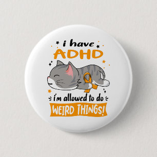 ADHD Awareness Month Ribbon Gifts 2 Inch Round Button