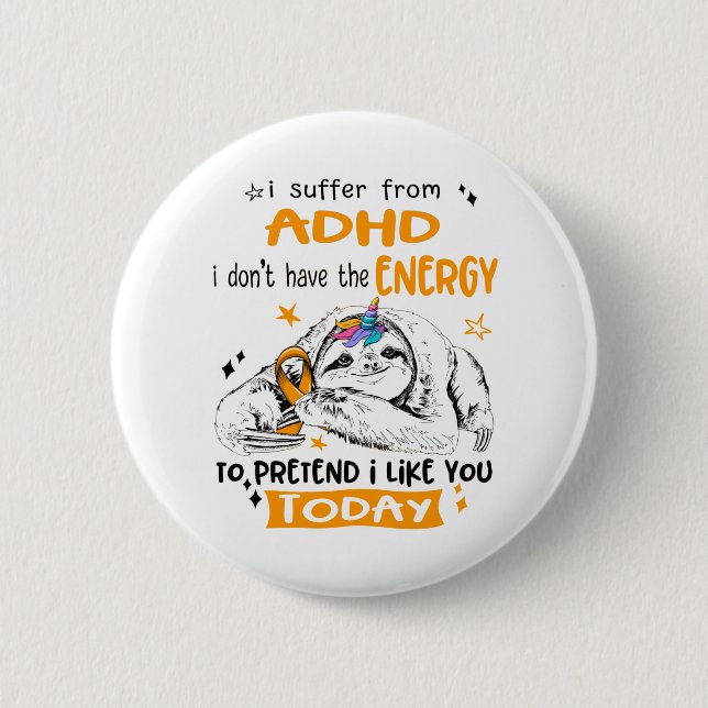 ADHD Awareness Month Ribbon Gifts 2 Inch Round Button (Front)