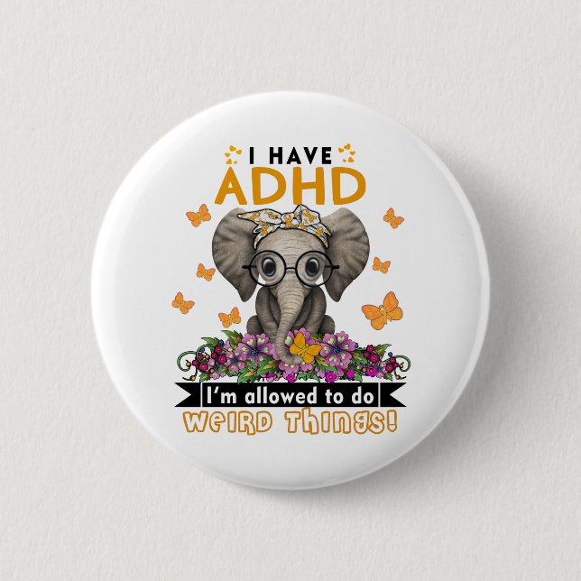 ADHD Awareness Month Ribbon Gifts 2 Inch Round Button (Front)