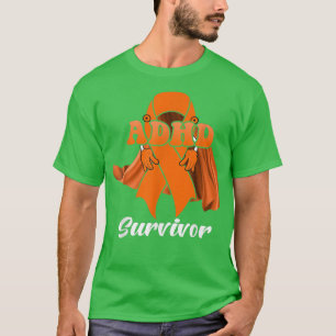 ADHD Awareness Month Women Survivor Orange Ribbon  T-Shirt
