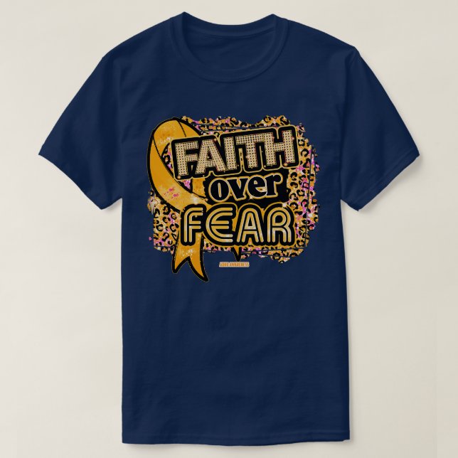 ADHD awareness Ribbon Faith Over Fear Leopard Gift T-Shirt (Design Front)