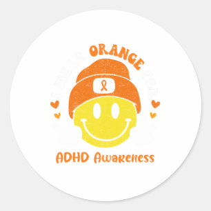ADHD Awareness Ribbon Support Gifts Classic Round Sticker
