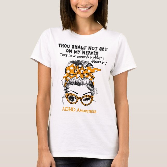 ADHD Awareness Ribbon Support Gifts T-Shirt (Front)