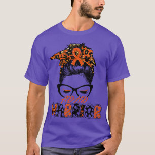 ADHD Awareness Warrior Women Glasse Messy Bun Leop T-Shirt
