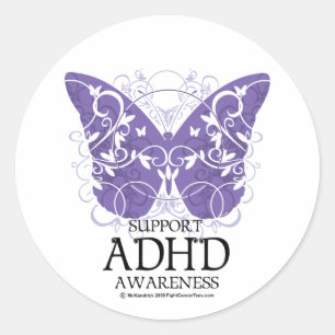 ADHD Butterfly Classic Round Sticker