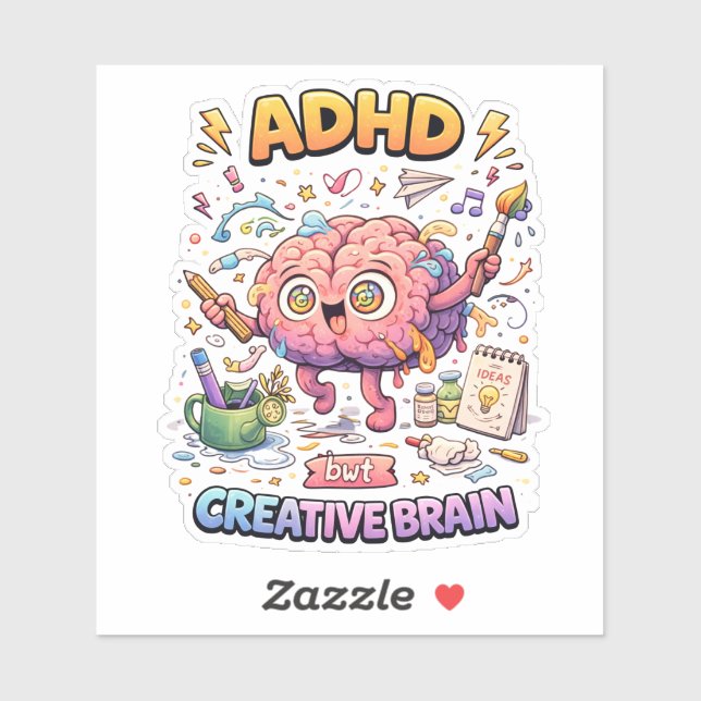 ADHD Creative Brain Custom-Cut Vinyl Sticker (Sheet)