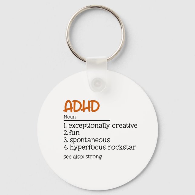 ADHD Definition Neurodiversity Awareness   Keychain (Front)