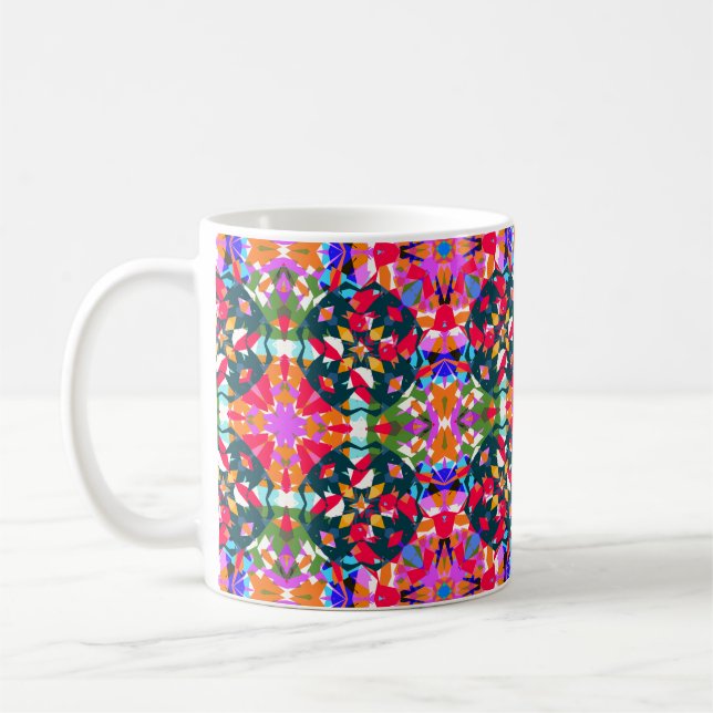 ADHD Dopamine Boost Positivity Pattern Colorful Coffee Mug (Left)