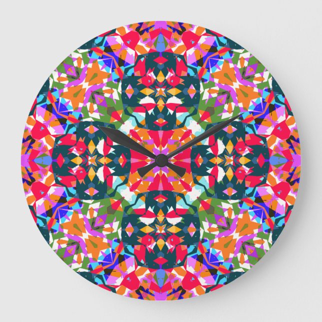 ADHD Dopamine Boost Positivity Pattern Colorful Large Clock (Front)