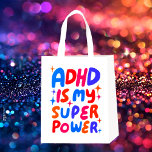 ADHD is my Superpower Cheerful Fun Bubble Letters Reusable Grocery Bag<br><div class="desc">Hand made design for you! Customize with your own text or change the colours. Check my shop for lots more colours and designs or let me know if you'd like something custom!</div>