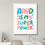 ADHD is my Superpower Colourful Fun Bubble Letters Poster<br><div class="desc">I hope you like this fun art! Add your own text, change background colour too. Select the print size using the drop down menu above, and you can click the “edit design” button to customize the artwork to fit any size paper. Purchase a simple poster or a fully framed and...</div>