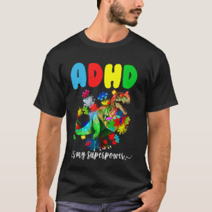 ADHD Is My Superpower Dinosaur Puzzle For Kids And T-Shirt