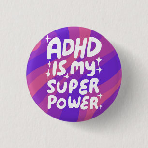 ADHD is my Superpower Fun Bubble Letters Colorful 1 Inch Round Button