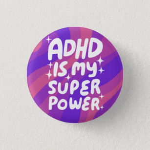ADHD is my Superpower Fun Bubble Letters Colourful 1 Inch Round Button