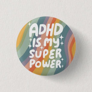 ADHD is my Superpower Fun Bubble Letters Colourful 1 Inch Round Button