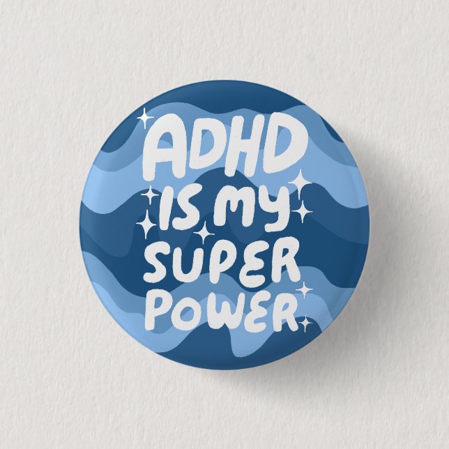 ADHD is my Superpower Fun Bubble Letters Colourful 1 Inch Round Button (Front)