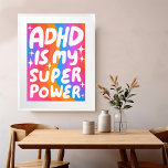 ADHD is my Superpower Fun Bubble Letters Colourful Poster<br><div class="desc">I hope you like this fun art! Add your own text, change background colour too. Select the print size using the drop down menu above, and you can click the “edit design” button to customize the artwork to fit any size paper. Purchase a simple poster or a fully framed and...</div>