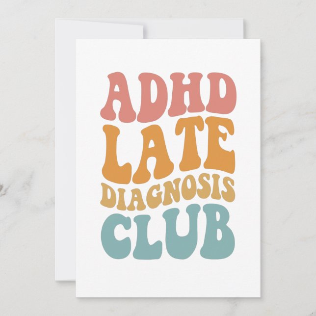 ADHD late diagnosis Club Funny Neurodiversity Gift Thank You Card (Front)