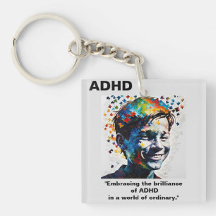ADHD Living The Brilliance of ADHD Sticker Keychain