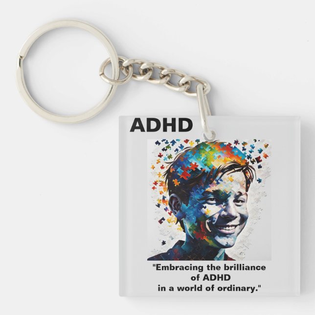 ADHD Living The Brilliance of ADHD Sticker Keychain (Front)