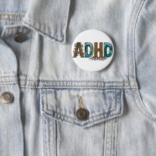 ADHD Nature Elements Typography Design 2 Inch Round Button