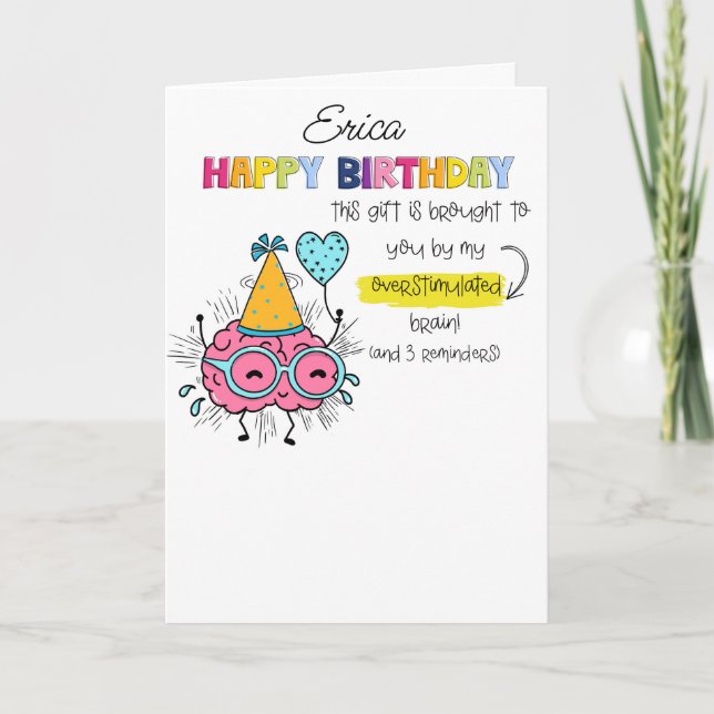 ADHD Overstimulated Brain Birthday ASD Card (Front)