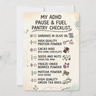 ADHD Pantry Checklist Healthy Kitchen Guide Card