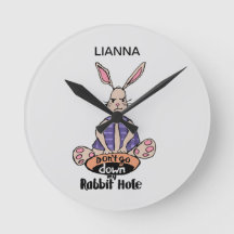 ADHD Rabbit Hole Personalized Round Wall Clock