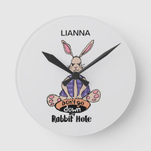 ADHD Rabbit Hole Personalized Round Wall Clock
