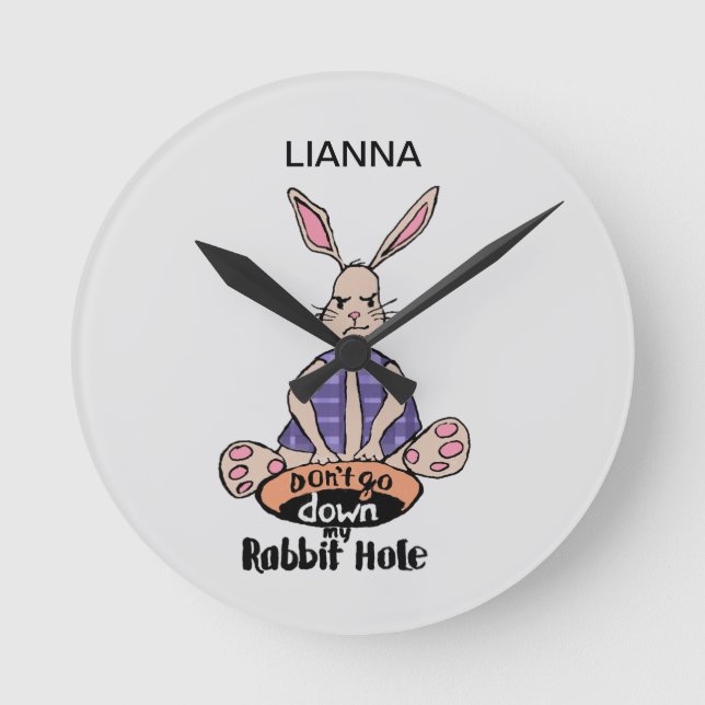 ADHD Rabbit Hole Personalized Round Wall Clock (Front)