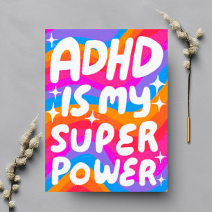 ADHD Super Power Fun Bubble Letters CUSTOM Postcard